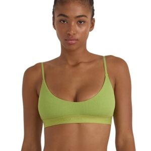 NWT Organic Basics Core Ribbed Open Back Scoop Neck Bralette Matcha Green - XXL